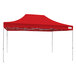 A red Caravan Canopy tent with poles over a white background.