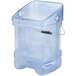A blue Rubbermaid ice tote with a handle.