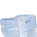 A blue Rubbermaid ice tote with a lid.