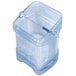 A blue Rubbermaid ice tote with ice inside.