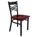 Lancaster Table & Seating Cross Back Black Chair with Mahogany Seat - Preassembled Main Thumbnail 3