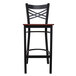 Lancaster Table & Seating Cross Back Black Bar Height Chair with Mahogany Seat - Detached Seat Main Thumbnail 4