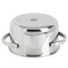 An American Metalcraft stainless steel mini pot with a lid on a counter.