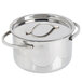 An American Metalcraft stainless steel pot with a lid.