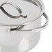 An American Metalcraft stainless steel pot with a handle and lid.