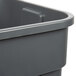A close-up of a grey Continental Huskee square trash can.
