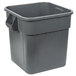 A gray plastic Continental Huskee trash can with a handle.
