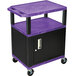 Luxor WT2642PC2E-B Purple Tuffy Two Shelf Adjustable Height A/V Cart with Locking Cabinet - 18" x 24" Main Thumbnail 2