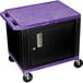 Luxor WT2642PC2E-B Purple Tuffy Two Shelf Adjustable Height A/V Cart with Locking Cabinet - 18" x 24" Main Thumbnail 3