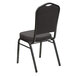 A Flash Furniture silver vein frame banquet chair with a gray fabric back and seat.