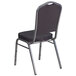 A Flash Furniture Hercules banquet chair with a black fabric back and a black and grey fabric seat.