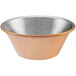 A Choice copper-plated stainless steel sauce cup on a counter.