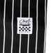 Chef Revival unisex pinstripe chef pants with black and white stripes.