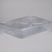 A Rubbermaid clear plastic food storage box with a clear lid.