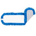 A blue and white Carlisle microfiber dry mop pad.