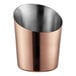An Acopa copper and silver metal French fry holder with an angled top.