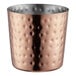 An Acopa hammered copper French fry holder with a metal rim.