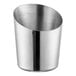 An Acopa stainless steel cup with an angled top.