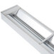 A stainless steel metal box with a long handle.
