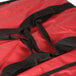 An American Metalcraft red nylon pizza delivery bag with black straps and a zipper.