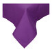 An Intedge purple poly/cotton blend square table cover with hemmed edges.