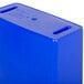 A blue rectangular Continental wall hugger recycle bin with two holes.
