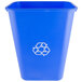 A blue rectangular recycling bin with a white border and a recycle symbol.
