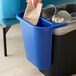 Rubbermaid FG295073BLUE 13.62 Qt. / 3.41 Gallon Blue Oval Wastebasket Side Bin Main Thumbnail 1