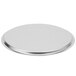 A silver metal Vollrath Tribute pan cover with a Torogard heat-resistant handle.