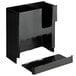 A black plastic rectangular countertop organizer with 4 sections.