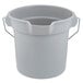 A gray Rubbermaid bucket with handles.