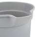 A Rubbermaid gray plastic bucket with a lid.