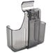 A set of 12 clear plastic staff pager belt clip holders.