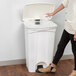 Lavex Janitorial 92 Qt. / 23 Gallon White Rectangular Step-On Trash Can Main Thumbnail 1