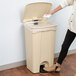 Lavex Janitorial 92 Qt. / 23 Gallon Beige Rectangular Step-On Trash Can Main Thumbnail 1