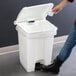 Lavex Janitorial 48 Qt. / 12 Gallon White Rectangular Step-On Trash Can Main Thumbnail 1