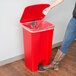 Lavex Janitorial 92 Qt. / 23 Gallon Red Rectangular Step-On Trash Can Main Thumbnail 1