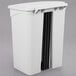 A white plastic Lavex step-on trash can with black handles.