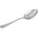 A Mercer Culinary stainless steel plating spoon with a silver handle on a white background.