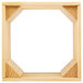 A square wooden display frame with four triangular pieces inside.