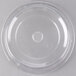A clear plastic plate cover with a circular top and a hole in the middle.