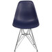 A navy blue plastic chair with metal legs.