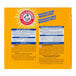 A yellow and white box of Arm & Hammer Clean Burst HE Powder Laundry Detergent.