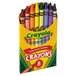 A box of Crayola Classic 8-count crayons with a close-up of the label.