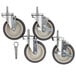 A set of four Beverage-Air swivel stem casters.