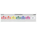 A row of Metro qwikSIGHT clear label holders on a wire grid with colorful tags.