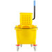 Lavex Janitorial 35 Qt. Yellow Mop Bucket & Side Press Wringer Combo Main Thumbnail 4