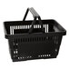 A black Regency plastic shopping basket with handles.