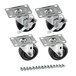 A set of four black metal Beverage-Air 3" plate casters with screws.