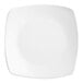 An Acopa bright white square porcelain plate with a white rim.